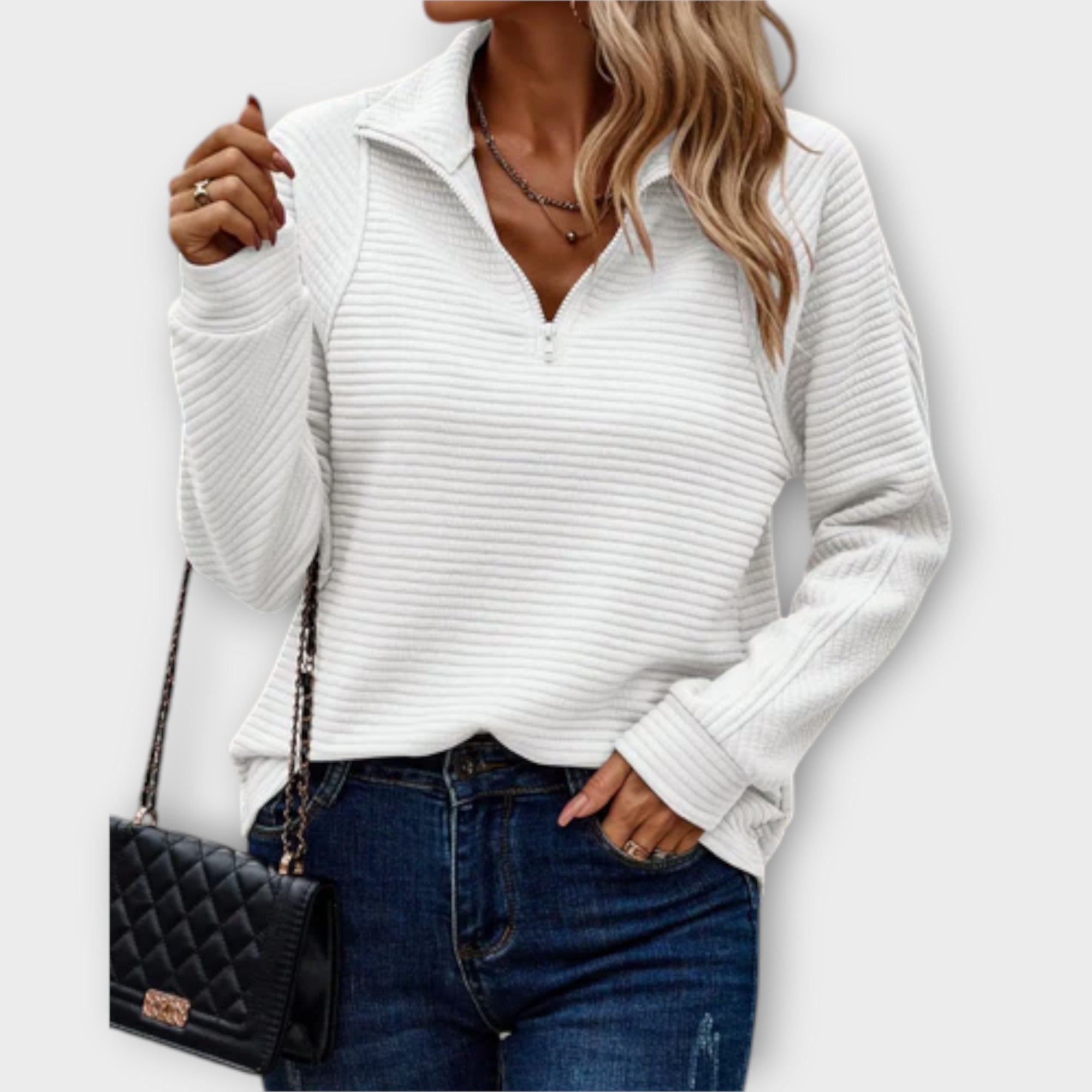 Anja – Sweter z kołnierzykiem i zamkiem