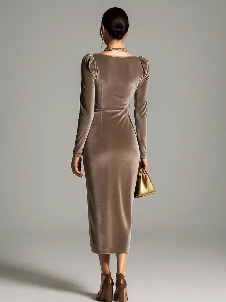 Joanna | Elegancka Midi Sukienka z Faldami