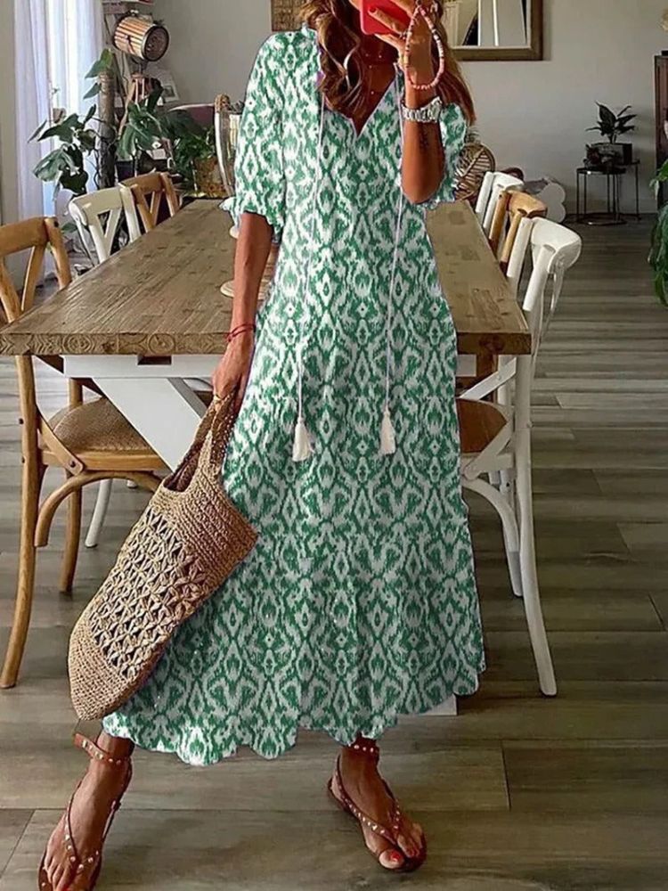 Élodie™ — Elegancka, kwiatowa sukienka maxi z weluru