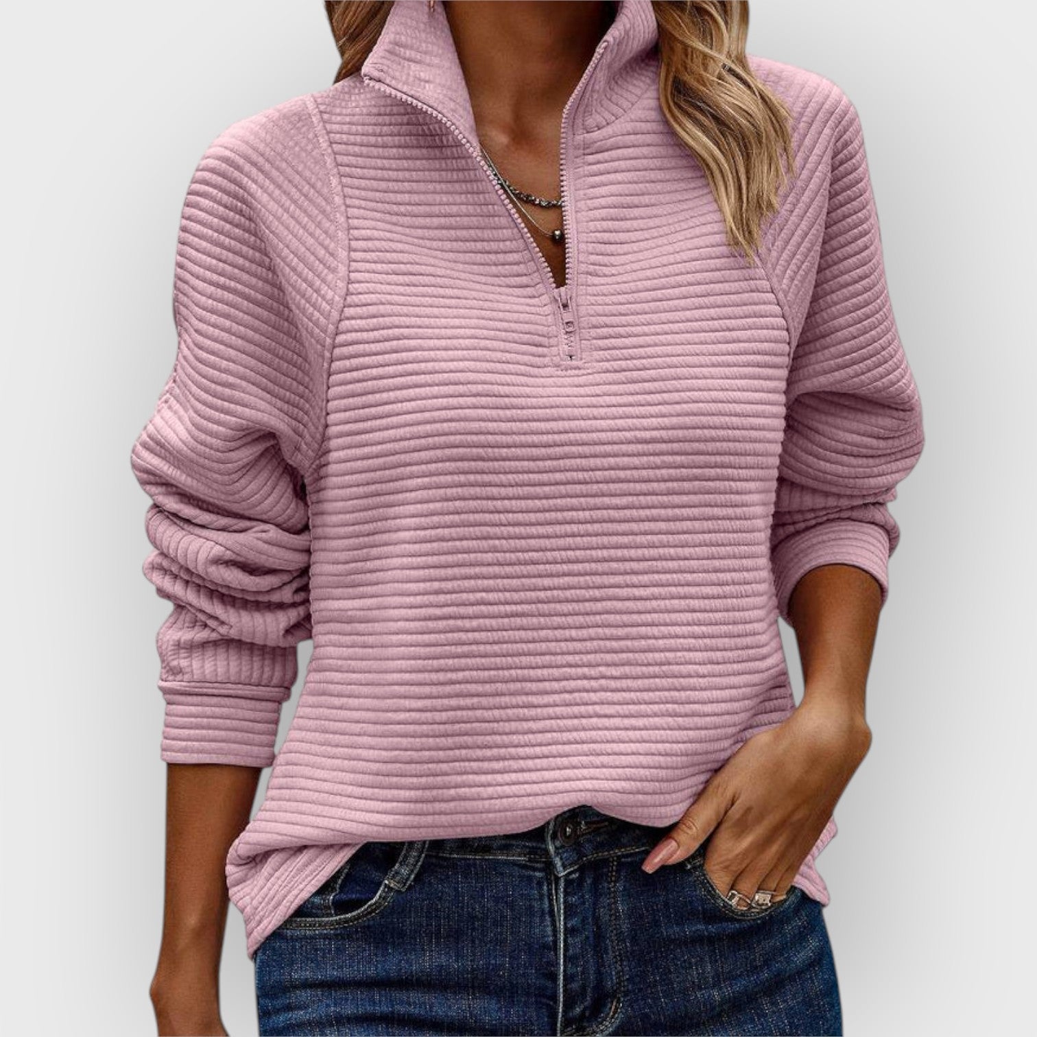 Anja – Sweter z kołnierzykiem i zamkiem