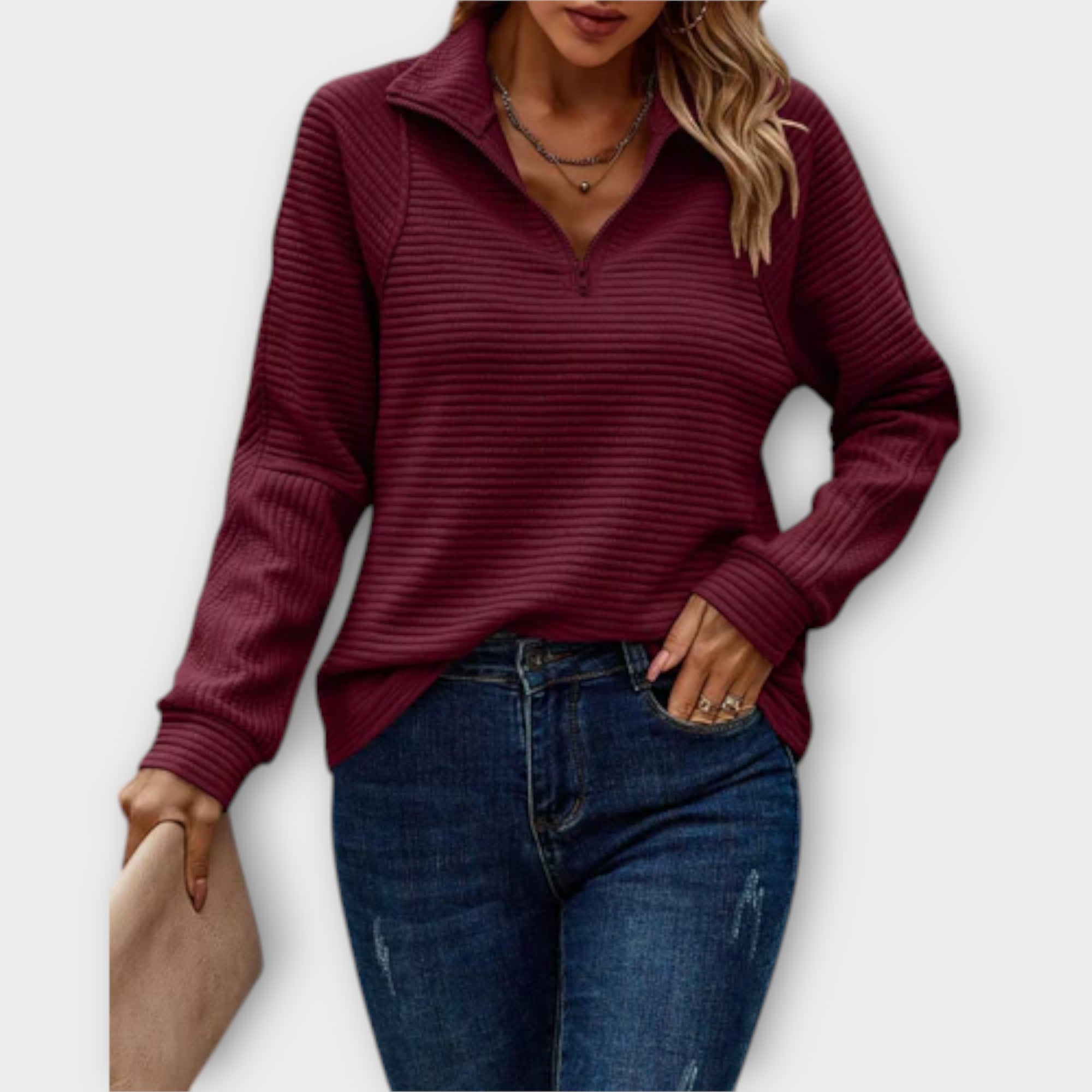 Anja – Sweter z kołnierzykiem i zamkiem