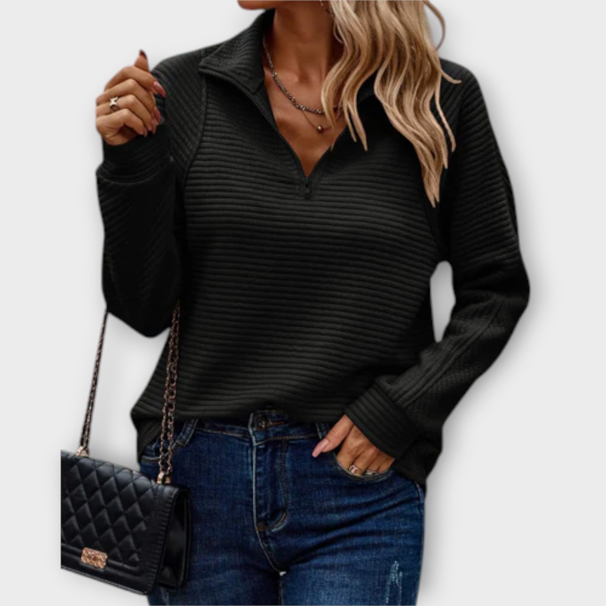 Anja – Sweter z kołnierzykiem i zamkiem