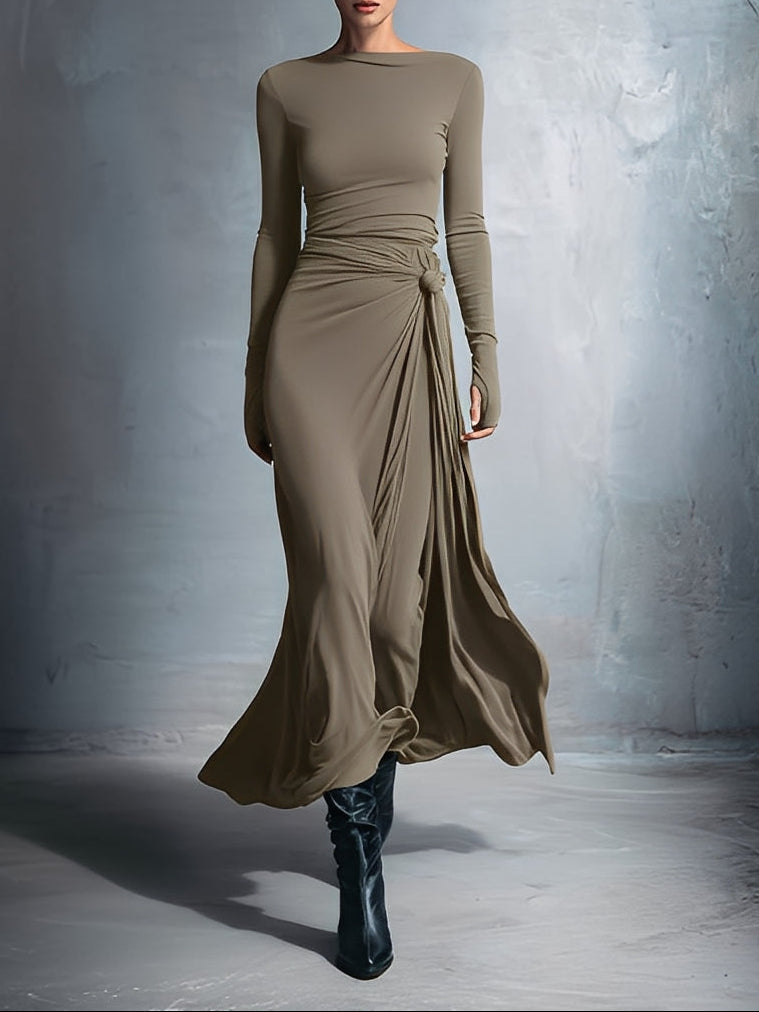 Aneta | Elegancka Sukienka z Elastycznej Tkaniny i Efektem Modelującym