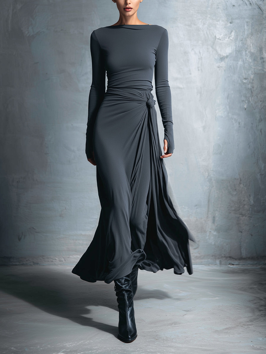 Aneta | Elegancka Sukienka z Elastycznej Tkaniny i Efektem Modelującym