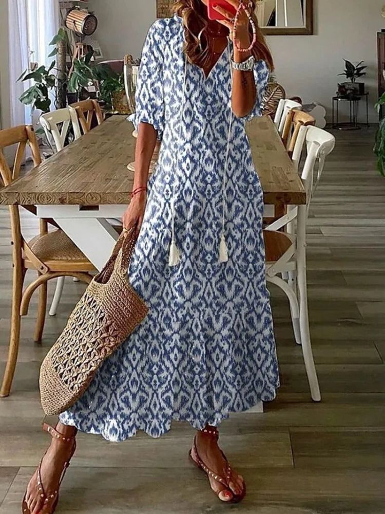 Élodie™ — Elegancka, kwiatowa sukienka maxi z weluru
