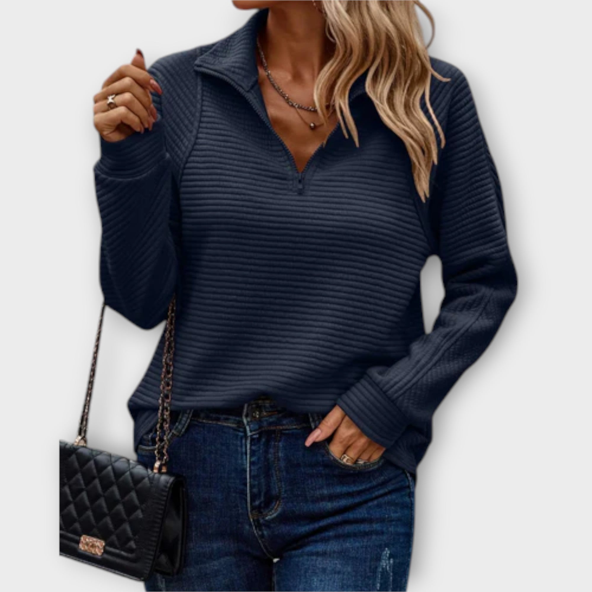 Anja – Sweter z kołnierzykiem i zamkiem